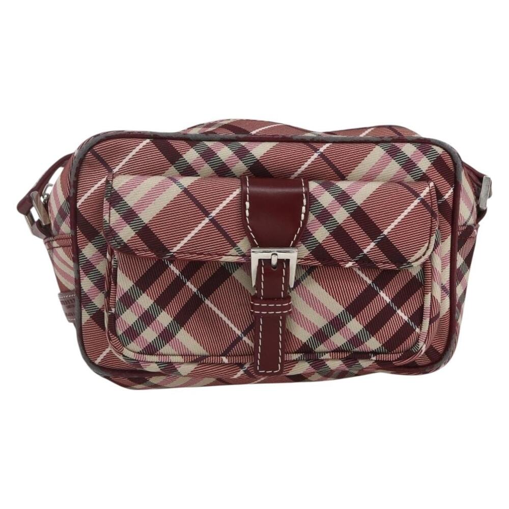 Burberry Nova Check Nylon Blue Label Shoulder Bag Red